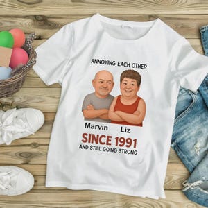 Funny Couple PNG &quot;Annoying Each Other Since 1991&quot;, And Still Going Strong, Anniversary Gift for Him Her, Cute Cartoon Love, PNG Sublimation