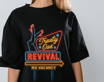 Treaty Oak Revival Neon Sign Poster PNG, Retro No Vacancy Sign, Country Music Band Wall Art, Digital Download, Bar Decor Print, Sublimation