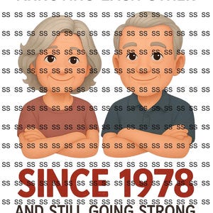 Funny Couple PNG &quot;Annoying Each Other Since 1991&quot;, And Still Going Strong, Anniversary Gift for Him Her, Cute Cartoon Love, PNG Sublimation