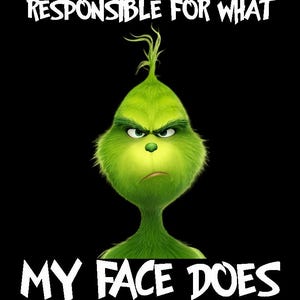 I Can’t Be Held Responsible For What My Face Does When You Talk, Grinch Face PNG, Funny Grinch PNG Sublimation Design, Christmas Grinch PNG