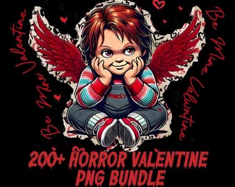 Chucky Couple PNG, mignon couple horreur poupées PNG, poupée effrayante Kawaii, Couple assorti Halloween Sublimation Design, effrayant mignon garçon et fille
