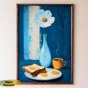 Floral Vase, Coffee Cart, BreakfastPrint, Coffee Lover Decor, Trendy Food Poster, Downloadableprint