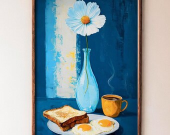 Floral Vase, Coffee Cart, BreakfastPrint, Coffee Lover Decor, Trendy Food Poster, Downloadableprint