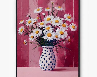 Pastel Daisy Print: Boho Wildflower Wall Art (Digital Download)