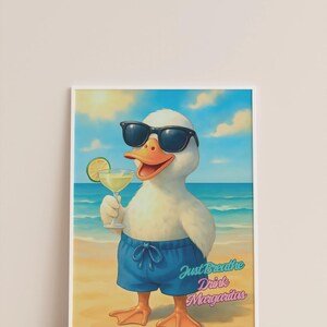 coole zomerse eend margarita print, cocktail muurkunst eend print, digitale download, funky, downloadbare print, bar cart kunst, EXCLUSIEF
