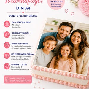 Topo de bolo com sua foto personalizada – Sua imagem como decoração comestível para bolo DIN A4