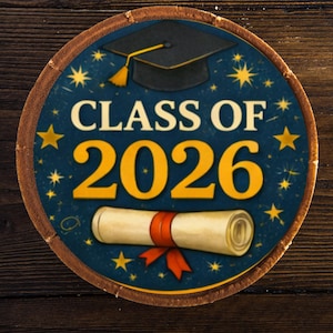 Graduation & School Spirit 2026 Cake Topper – Edible Fondant Image – Custom Name – High School College Party – ∅ 20 cm