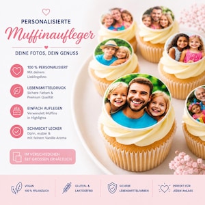 Muffinaufleger (Ø 5 cm) mit eigenem Foto - Perfekte Mini-Deko für deine Cupcakes & Muffins, Hochwertiger Druck auf Fondant