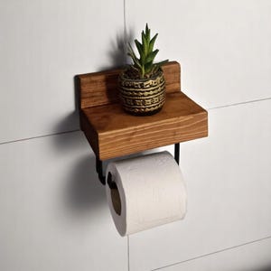 Porta carta igienica da parete, mensola portaoggetti galleggiante in legno per rotoli di carta igienica, bagno in legno sospeso, regalo per la casa