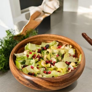 Handcrafted Acacia Wood Bowl - 100% Genuine, Food Safe, Mother&#39;s Days