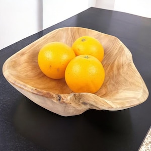 Handmade Natural Wooden Bowl – Rustic Wood Salad & Fruit Bowl | Eco-Friendly Kitchen Decor, Gift Idea