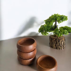 Natural Wood 4-Piece Bowl Set - Round Snack Bowls,Acacia Candle Bowl,Mother&#39;s Days