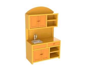 Dollhouse Kitchen Cabinet STL File | Miniature Furniture 3D Print File