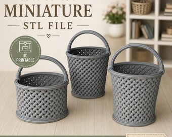 Dollhouse Wicker Basket STL File | 3D Printable 1:12 Miniature Basket