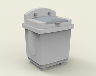 1:12 Dollhouse Washing Machine STL | Miniature Laundry 3D Print File