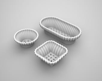 1:12 Dollhouse Storage Baskets STL File | Miniature 3D Printable Kitchen Accessories