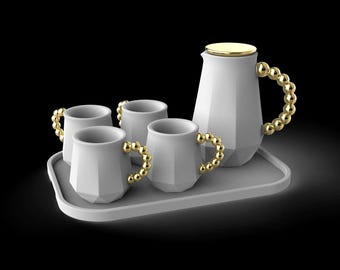 Dollhouse Tea Set STL File: Miniature 3D Print File (Digital Download)