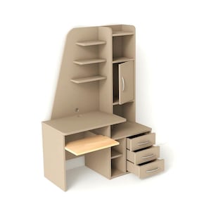 Dollhouse Miniature STL File: 1/12 Scale Computer Table | 3D Printable Mini Furniture