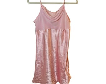 Conjunto vintage Y2K de los años 90 de Delicates para mujer, talla M, satén y gasa en rosa claro.
