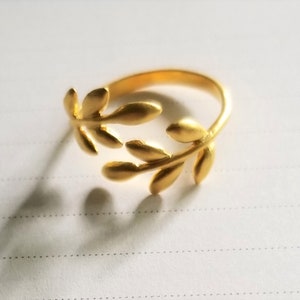 Gold Olive Branch Ring, Peace Victory Ring, Adjustable Gold Ring