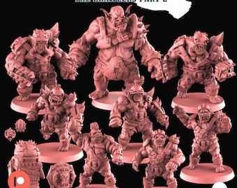 3D Printed Orc Fantasy Football Team: Resin Miniatures Set