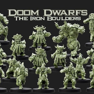 The Iron Boulders Doom Dwarfs Fantasy Miniatures - 3D Printed Resin Wargame & RPG Tabletop Miniatures