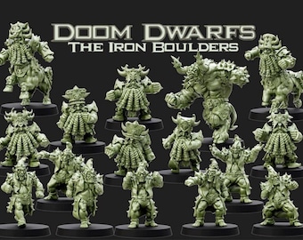 The Iron Boulders Doom Dwarfs Fantasy Miniatures - 3D Printed Resin Wargame & RPG Tabletop Miniatures