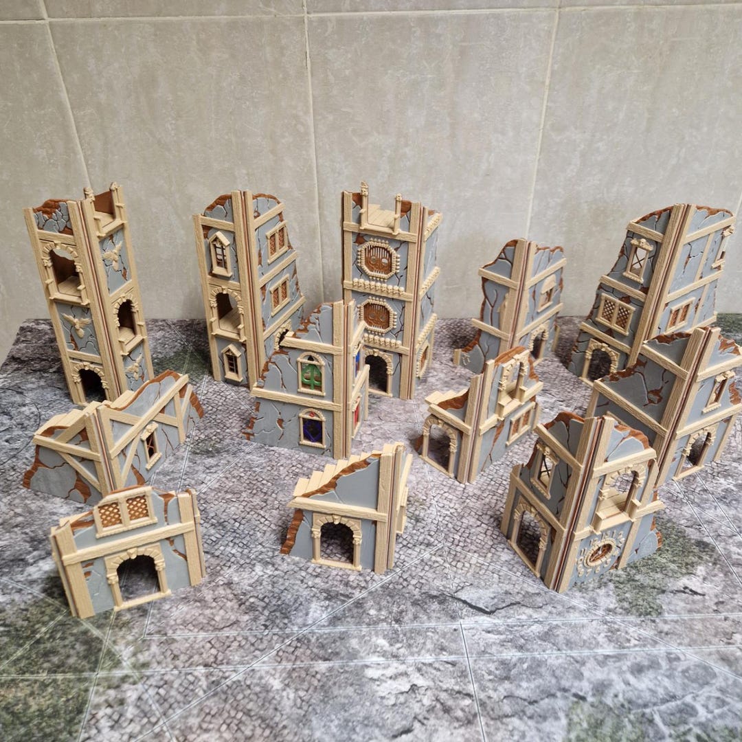 Shardstone City Foldable Terrain Set Ruined Scenery for Warhammer