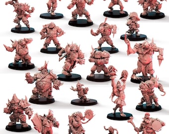 Stormcoast Marauders Orc Team for Fantasy Football 3D-geprinte hars 12k ongeverfd