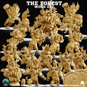 Equipo de fútbol de fantasía de los elfos del bosque - Miniaturas impresas en 3D - Conjunto de bosque