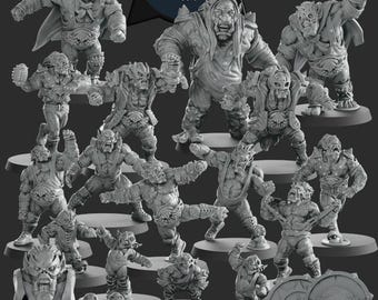 Orcslam Mania Orc Fantasy Football Team 3D-geprinte miniaturen Realm of Paths