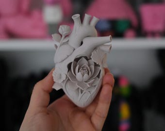 3D Printed Anatomical Floral Heart Sculpture