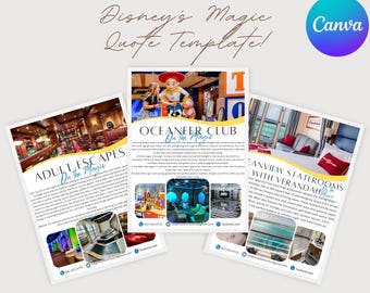 Disney Magic Cruise Quote Template | Travel Agent Editable Canva Template | Cruise Itinerary, Stateroom & Concierge Info | Cruise Planner