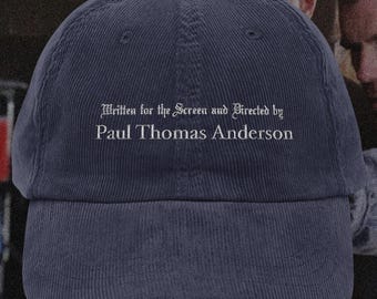 Paul Thomas Anderson Embroidered Corduroy Cap: Retro Movie Lover Hat, PTA Fan Gift
