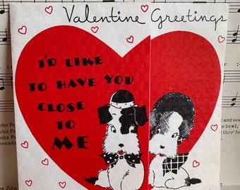 Unused Vintage Valentine's Day Card, Cute Dogs