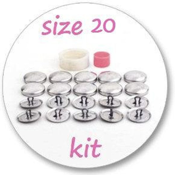 Taille 20 Kit de boutons de couverture: outil et 10 boutons vierges prêts à l’emploi
