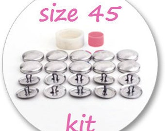 Size 45 Cover button kit: tool and 10 blank buttons ready to use