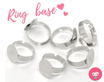 Adjustable Ring Base Blank - silver tone - 5 pcs