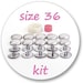 Size 36 Cover button kit: tool and 10 blank buttons ready to use