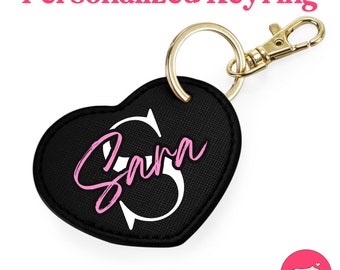 Personalized PU leather Heart Keyring  - all colours