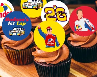 Talladega Nights Cupcake Toppers - First Birthday - Racing - Ricky Bobby - Canva Template