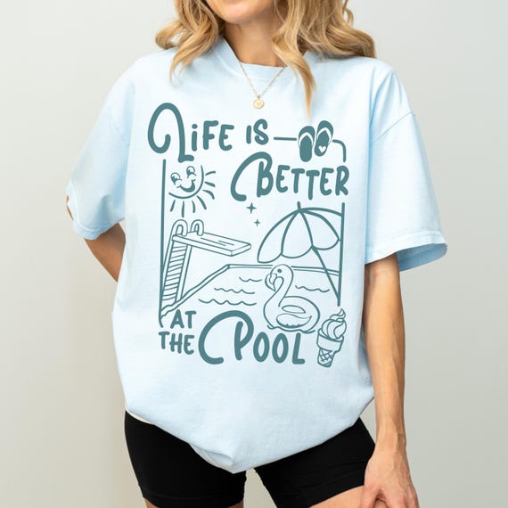 Summer Pool T-shirt, Life at the Pool Tee, Retro Summer T-shirt, Trendy Pool Shirt, Pool Party Tee, Trendy Summer Pool Tee, Pool Life Tee