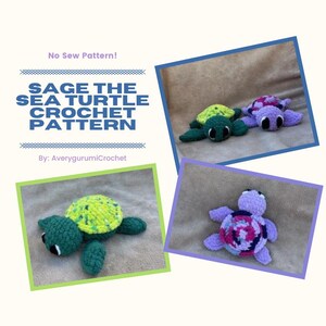 Sage the Sea Turtle Crochet Pattern - Digital Download PDF - No Sew Plush Animal Crochet Pattern - Amigurumi Sea Turtle Crochet Pattern