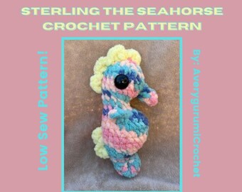 Patrón de crochet de Sterling, el caballito de mar - Descarga digital en PDF - Patrón de crochet de peluche de baja costura - Patrón de crochet de caballito de mar amigurumi