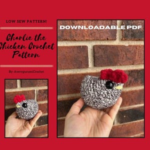 Charlie the Chicken Crochet Pattern - Digital Download PDF - Low Sew Plush Animal Crochet Pattern - Amigurumi Chicken Crochet Pattern