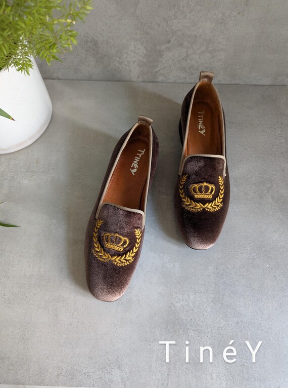 brown velvet dress shoes Pepe Brown Velvet Slip On Shoe 31