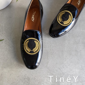 Black Glossy Leather Loafers for Women-Soft Handmade Leather Shoes, Penny Loafers for Women, Casual black Shoes.