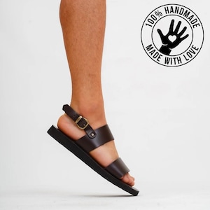 Handmade Black Leather Men Sandals, Summer Men Shoes, Mens leather slides, Minimalist sandals, Criss cross leather slippers, Greek sandals