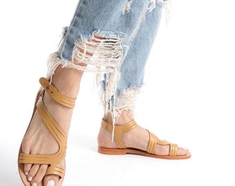 LUXURY COLLECTION, Handmade Leather Women Sandals, Greek Sandals, Summer Shoes, Roman Sandals, Ankle Full Strap sandals, Bridal Sandals