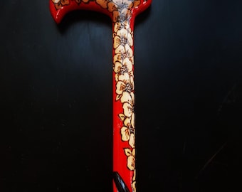 Elegant Flower Design Walking Cane, Handmade Walking Stick , Cane for Ladies, Hand-carved pretty cane with Floral Design intricate detailing